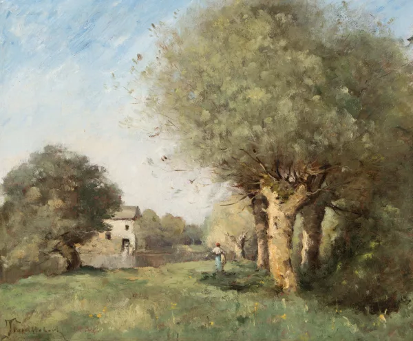 Paul Désiré Trouillebert — Lavandière près d'un moulin
