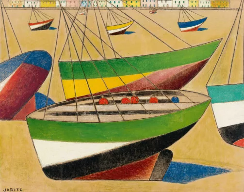 Józsa Járitz — Boote am Strand, um 1930