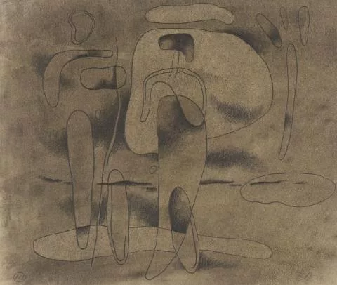 Willi Baumeister — Zwei Figuren. Rückseitig: Figurenformen