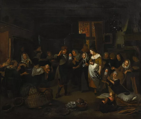 Richard Brakenburgh — Attribué à Richard Brakenburgh — Scène de baptême,
