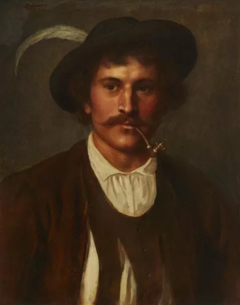 Franz Defregger — Junger Mann mit Pfeife