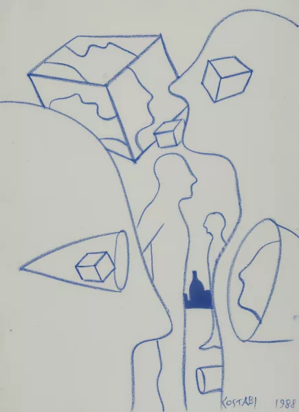 Mark Kostabi — 2 Blätter: Ohne Titel, 1988
