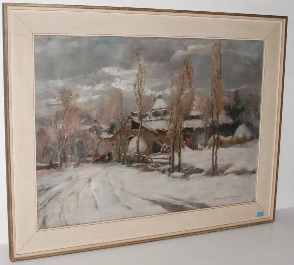 Romolo Leone — Winterlandschaft mit Bauernhof