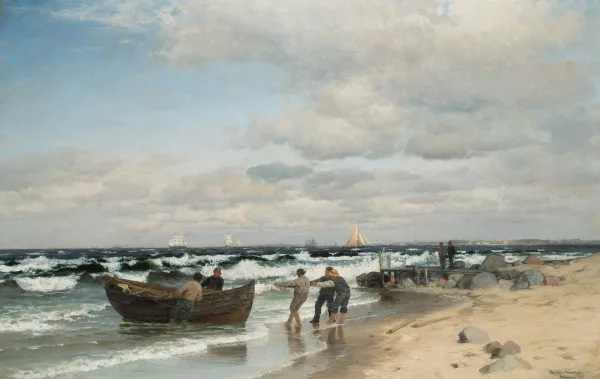 Anders Andersen-Lundby — Küstenlandschaft mit Fischern