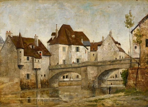 Luigi Loir — Pont animé à l'entrée d'un village