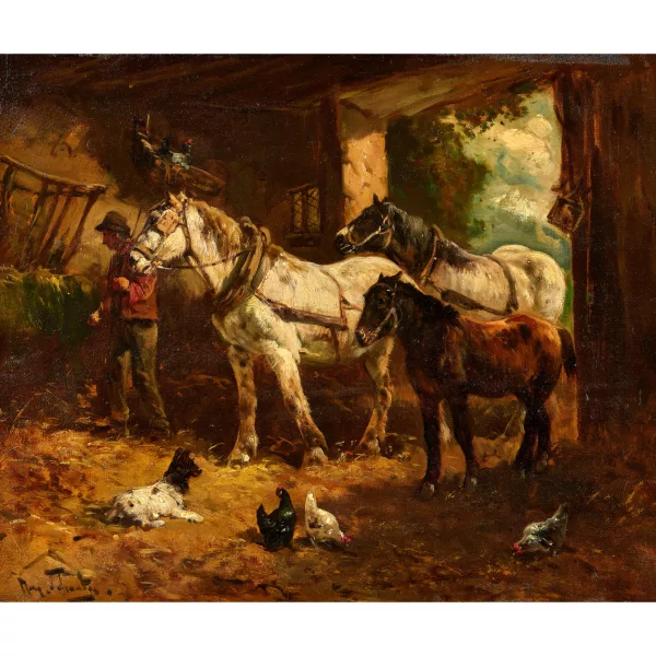 Henri Schouten — Pferde im Stall.