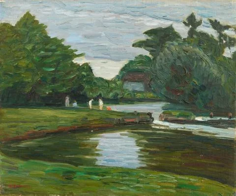 Otto Modersohn — Badende an der alten Schleuse in Fischerhude