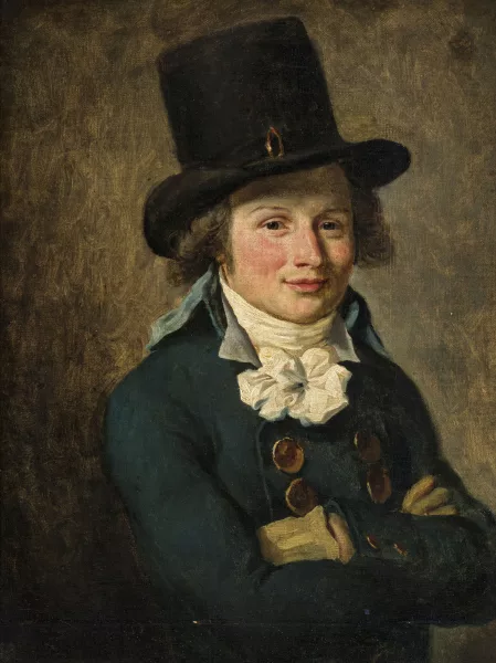 Jacques-Louis David — Suiveur de Jacques Louis David — "Portrait d'un gentilhomme au haut-de-forme",
