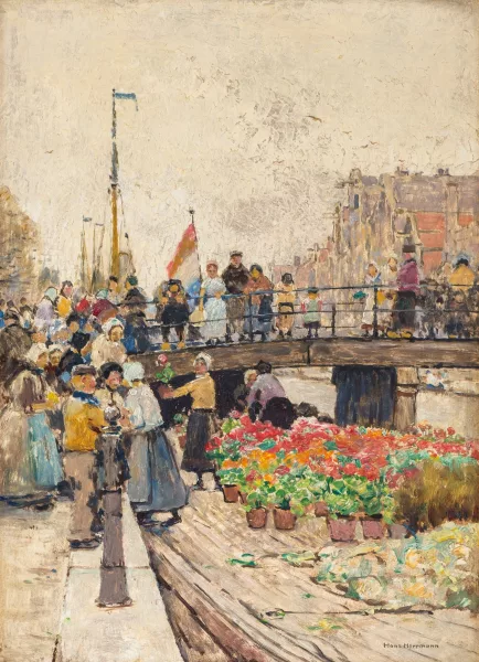 Hans Herrmann — Hans Herrmann (1858-1942), Marché aux fleurs,