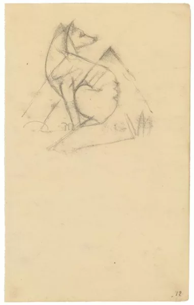 Franz Marc — Sitzender, rückblickender Hund
