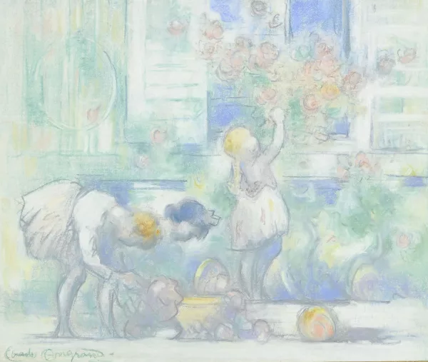 Charles Angrand — Trois jeunes filles dans le jardin,