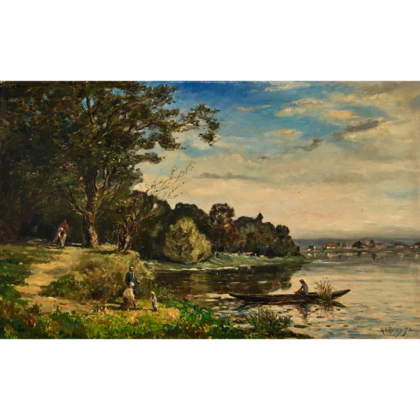 Hippolyte-Camille Delpy — Sommerliche Flusslandschaft.