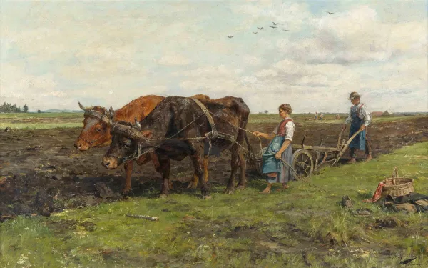 Karl Stuhlmuller — Pflügendes Bauernpaar