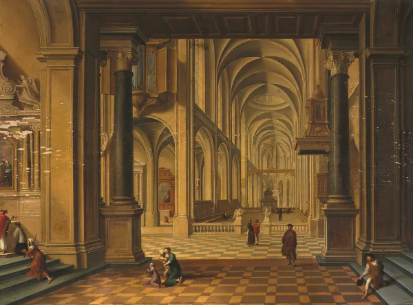 Bartholomeus van Bassen — Kircheninterieur mit Figuren