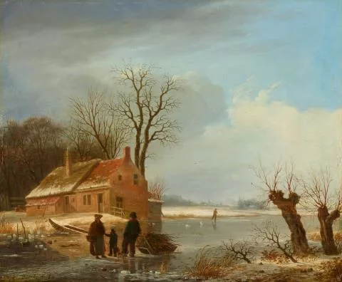 Andreas Schelfhout — Winterlandschaft an einem Fluß