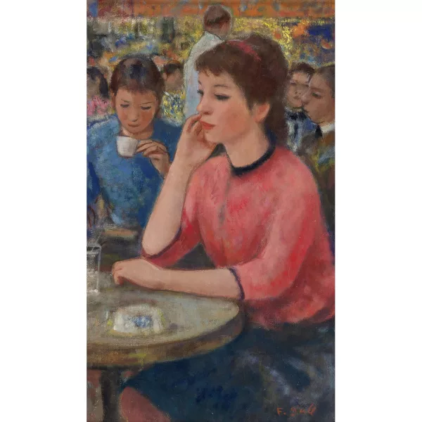 François Gall — Jeune fille au café.