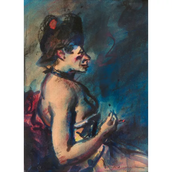 Léon Félix Georges Bonhomme — Femme assise avec cigarette.