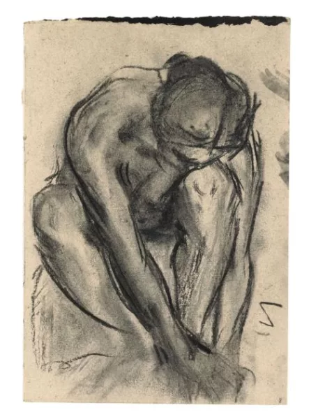 Franz Marc — Vornübergebeugt kauernder weiblicher Akt