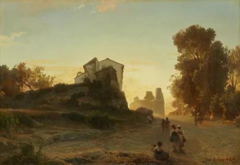 Oswald Achenbach — Römische Straße im Abendlicht