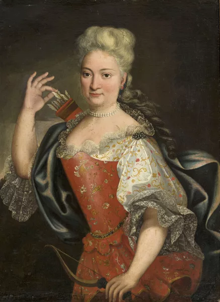 Jean-Marc Nattier — Suiveur de Jean-Marc Nattier — Portrait d'une élégante en Diane,