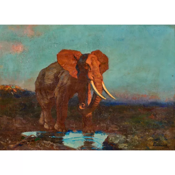 Gustave P. A. Surand — Elefant im Abendrot.