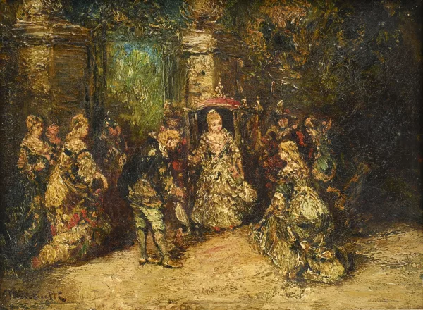 Adolphe Monticelli — Attribué à Adolphe Monticelli — Scène galante,