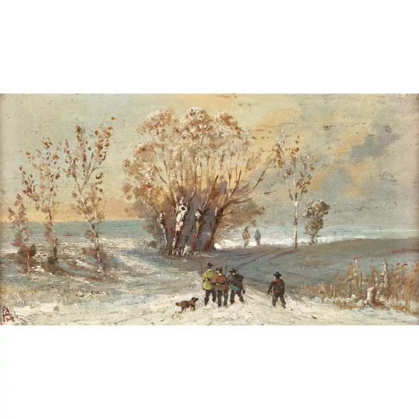 Adolf von Stademann — Jäger in Winterlandschaft.