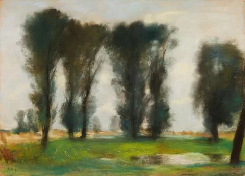 Lesser Ury — Pappeln an einem Tümpel (Mark Brandenburg)