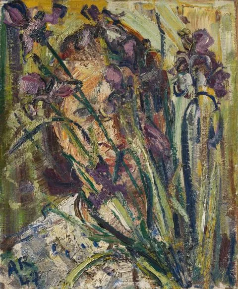 Anton Räderscheidt — Frau hinter Blumen