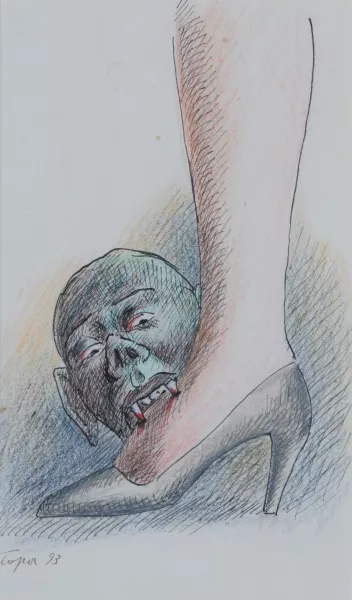 Roland Topor — Ohne Titel - Dracula aus "Collection Chaussures", 1993