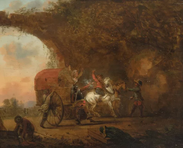 Francesco Casanova — Attribué à Casanova, Francesco Giuseppe — zugeschrieben Überfall auf einen Reisewagen
