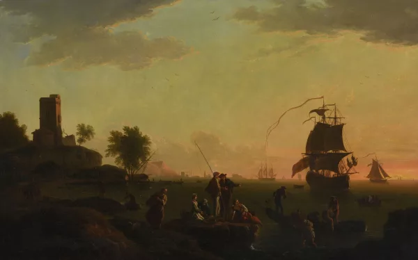 Claude Joseph Vernet — Suiveur de Joseph Vernet — Scène de port animé,