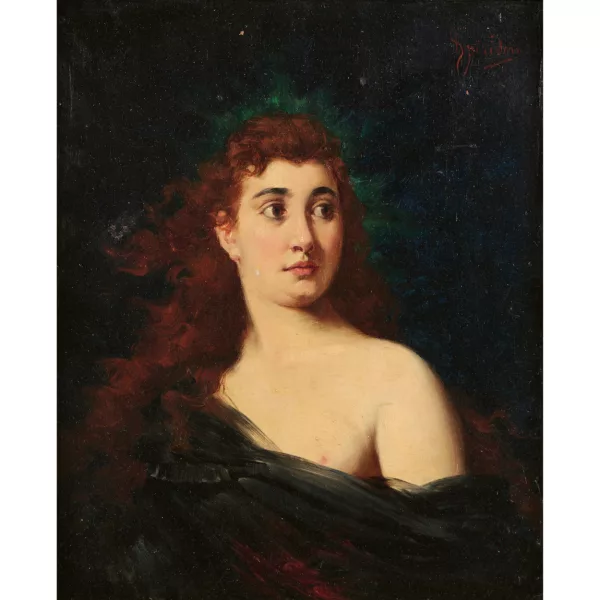 Ignace Spiridon — Porträt einer Frau mit entblösster Brust.