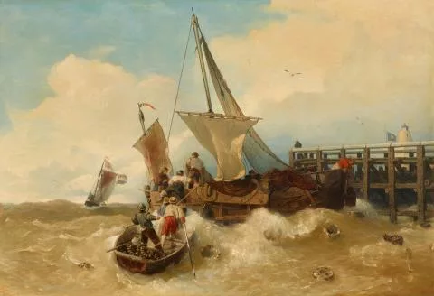 Andreas Achenbach — Fischerboote bei stürmischer See