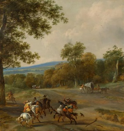 Nicolaes Pietersz. Berchem — Landschaft mit Überfall