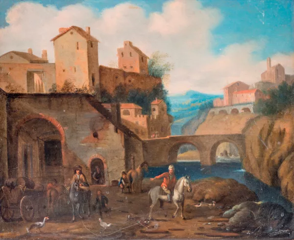 Pieter van Bloemen — École de Pieter van Bloemen — Scène de village