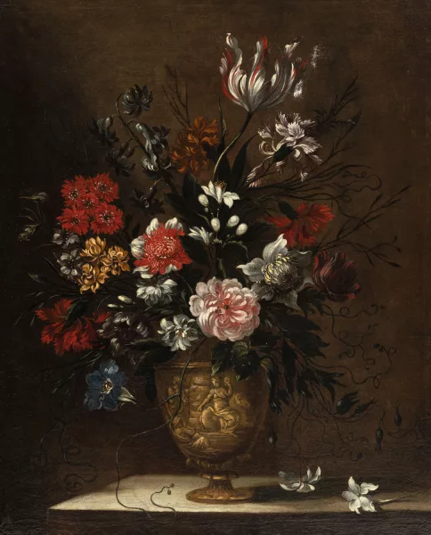 Cornelis de Heem — Suiveur de Cornelis de Heem — Bouquet de fleurs dans un vase,