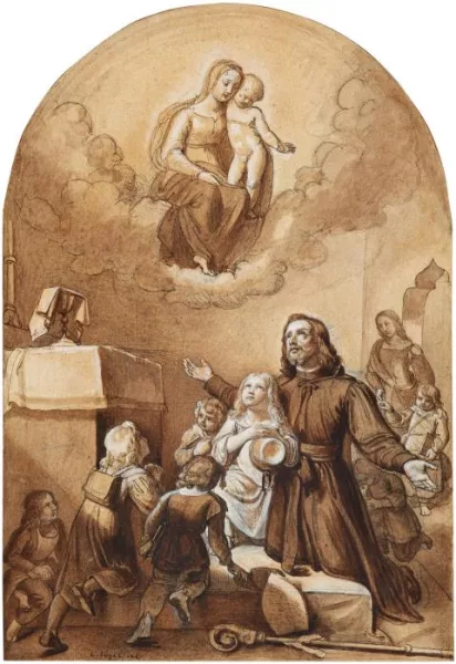 Carl Christian Vogel von Vogelstein — Die Madonna erscheint dem Heiligen Joseph von Calasanz und Kindern