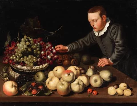 Floris Gerritsz. van Schooten — Früchtestillleben mit einem Knaben