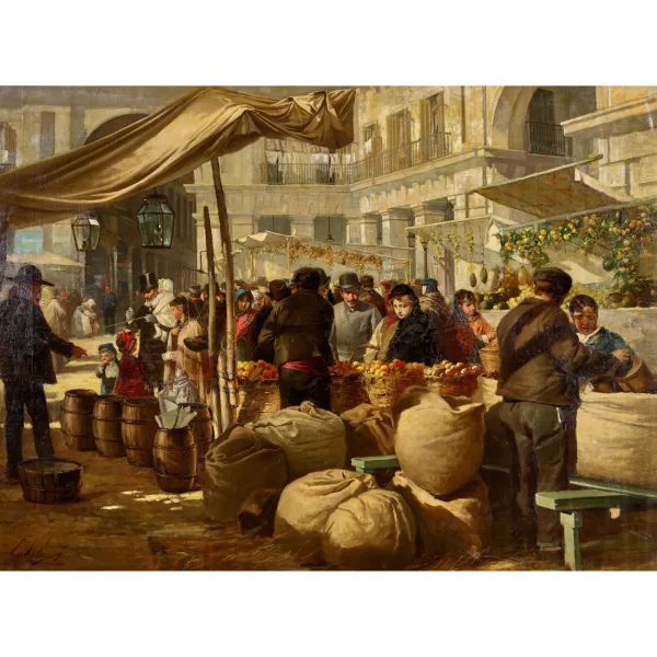Francisco Javier Amérigo y Aparici — Marktszene im Sonnenlicht.