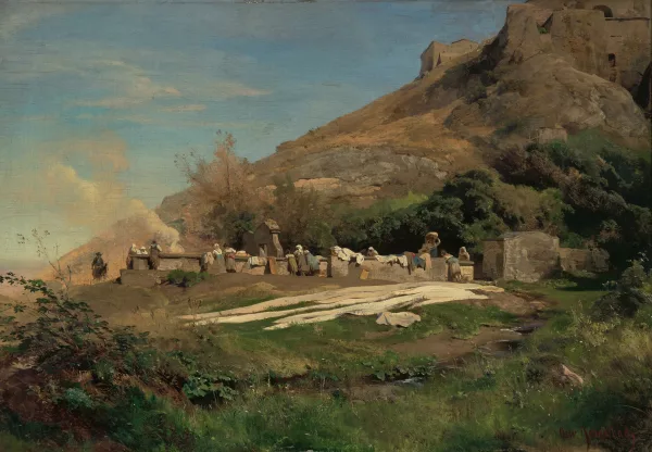 Oswald Achenbach — Waschbrunnen bei Marino in den Albaner Bergen
