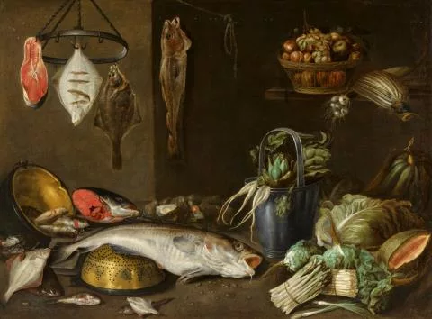 Alexandre Adriaenssen — Stillleben mit Fisch und Gemüse