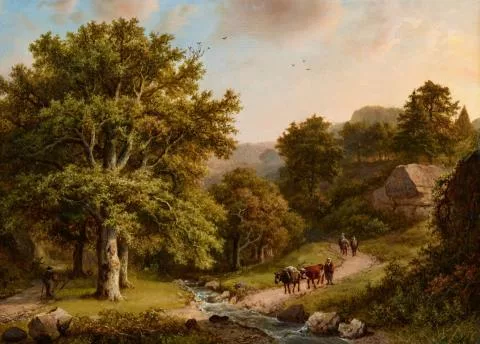 Barend Cornelis Koekkoek — Bewaldetes Tal mit kleinem Bach