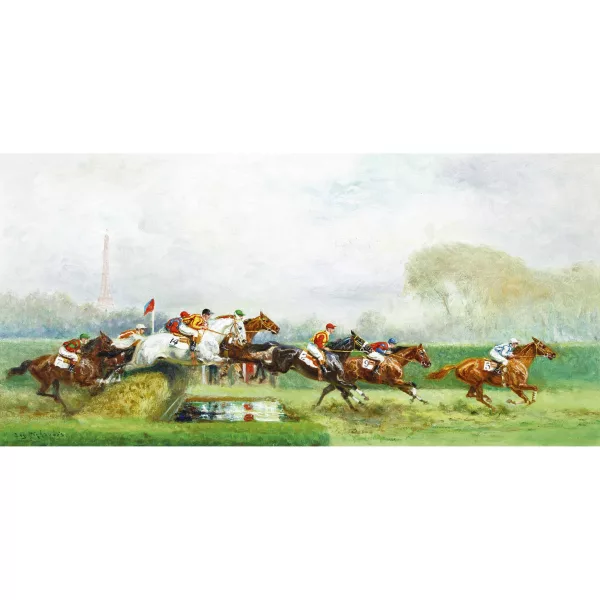 Eugene Pechaubes — Scène de course hippique à Longchamps.