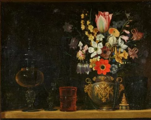 Georg Flegel — Stillleben mit Blumenstrauß und Glaspokalen