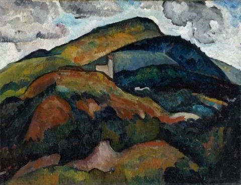 Alexander Kanoldt — Gebirgslandschaft mit Kirche in Südtirol