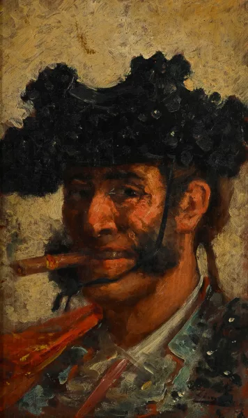 Félix Ziem — Attribué à Félix Ziem — Portrait d'homme au cigare,
