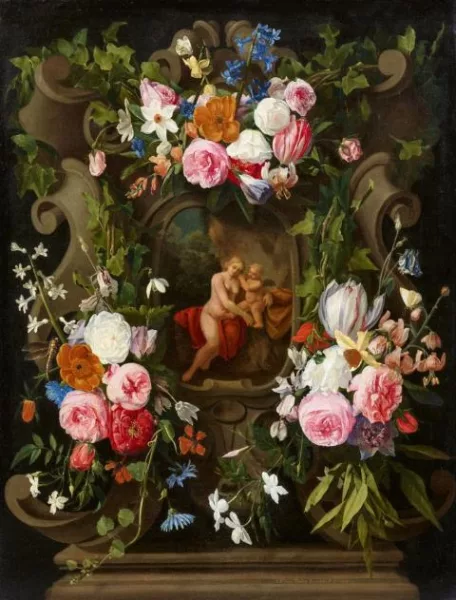 Jan Philip van Thielen — Blumengirlande mit Venus und Amor