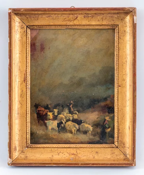 Constant Troyon — Attribué à Constant Troyon — cène pastorale