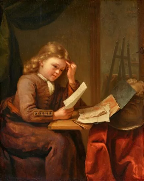 Godfried Schalken — Der junge Zeichner an einem Tisch